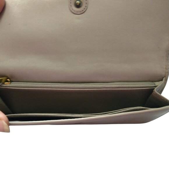 Fossil  Women's Leather Weaved Flap Snap Closure Wallet Gray Tan Classic Logo - Picture 4 of 6